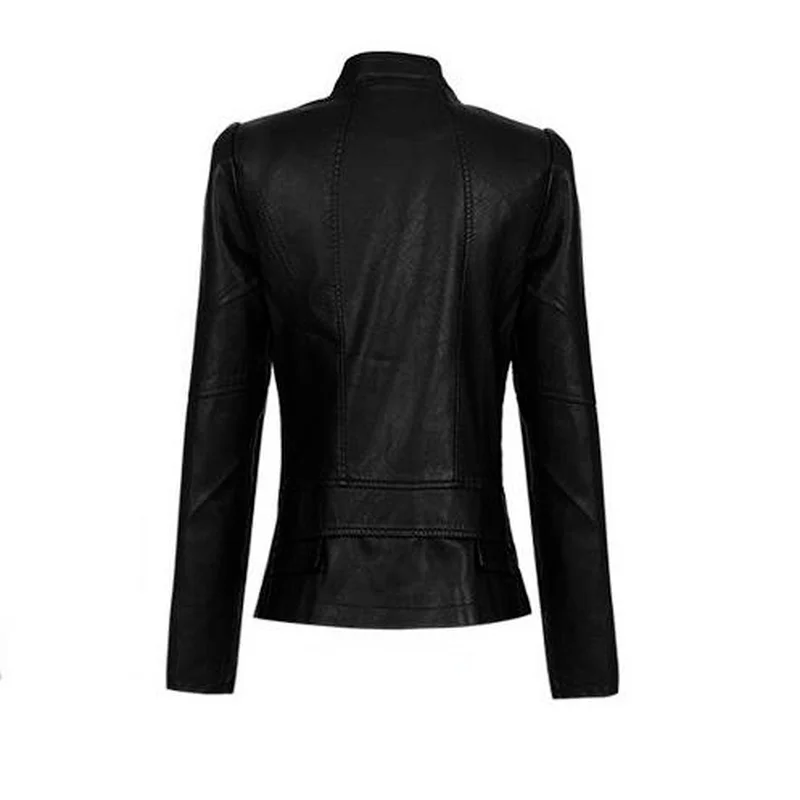 2023 Women Leather Jacket Solid Color Black Wine Red Classical Female Leather Coat Outwear Autumn Jackets Fashion Streetwear