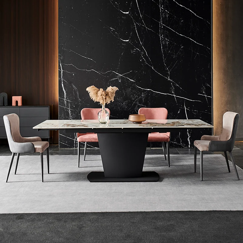 

Study Rock Board Kitchen Table Modern Minimalist Luxury Rectangular Extended Folding Tavoli Da Pranzo Kitchen Furniture FGM