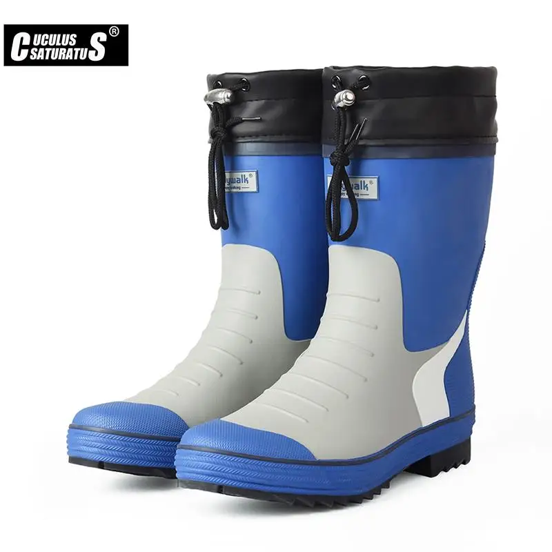 Мужские резиновые сапоги, цвет синий, размер 39-46 | AliExpress