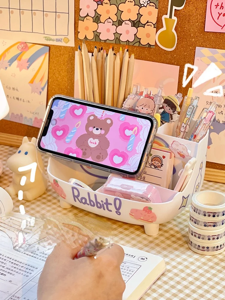 Японская кавайная настольная коробка для хранения большой емкости органайзер