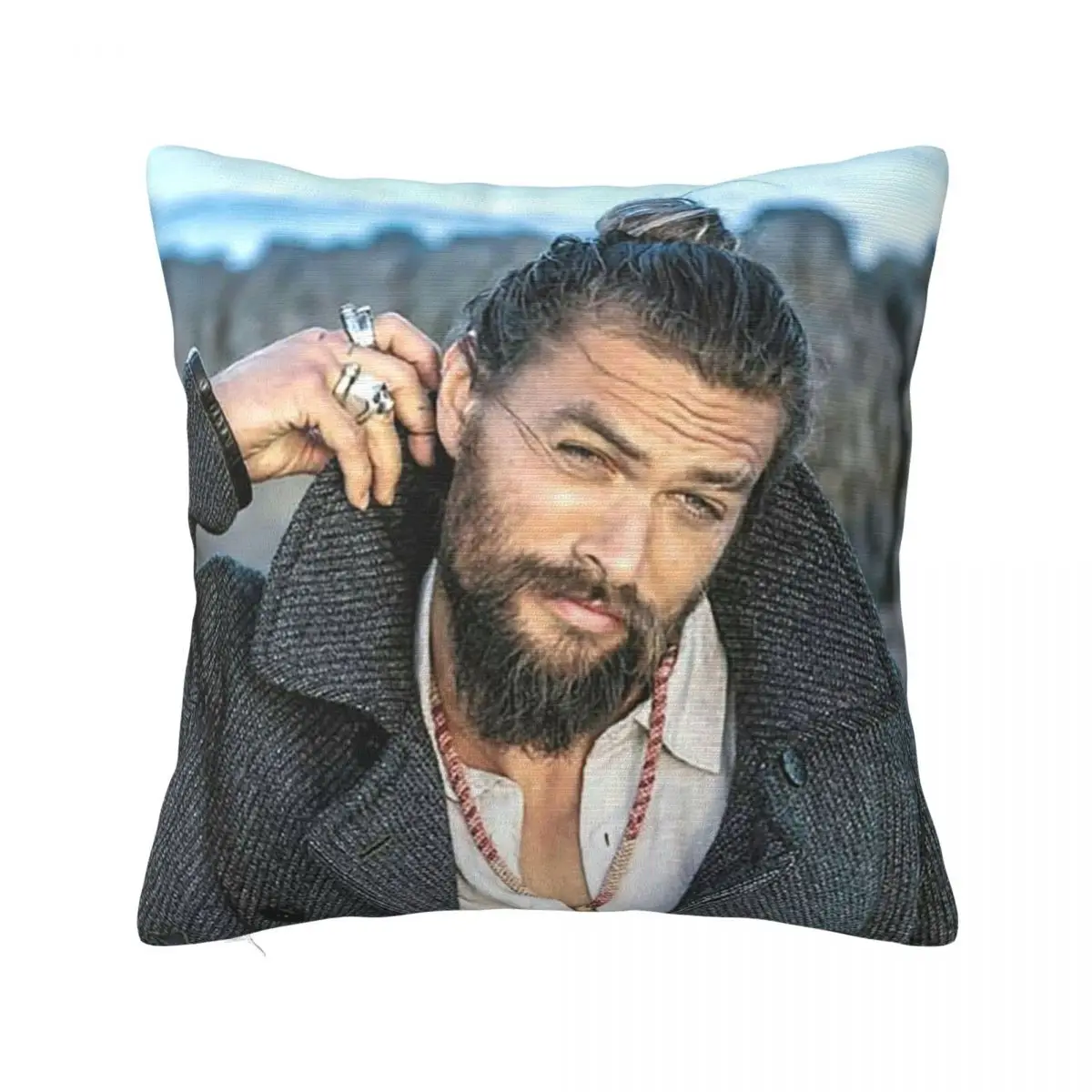 

Jason Momoa Movie Actor Pillowcase Printing Fabric Cushion Cover Decorations Art Collage Pillow Case Cover Chair Zipper 18"