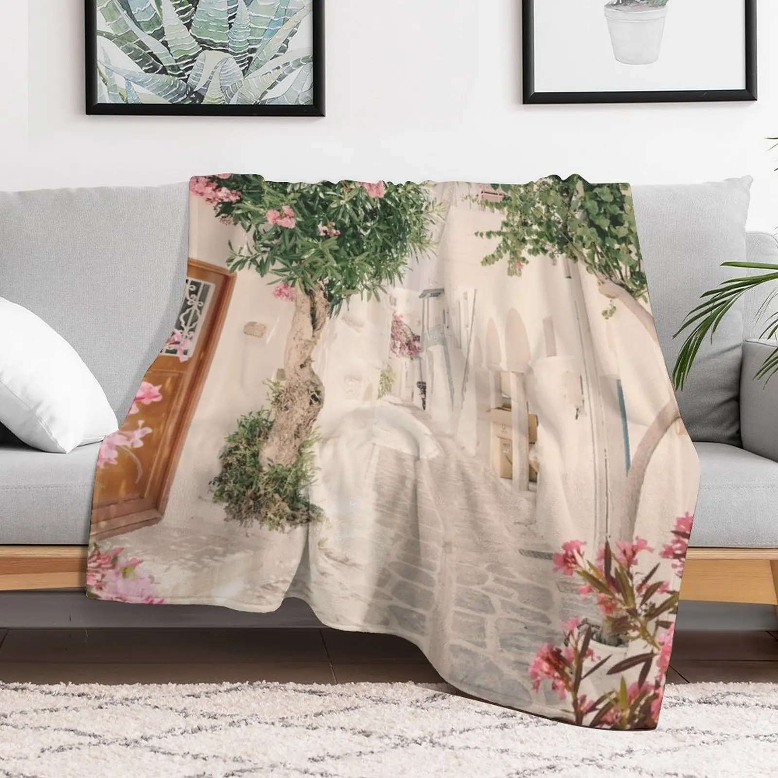 Санторини Греция Mamma Mia Розовый Олеандр Коттедж Настенные художественные принты