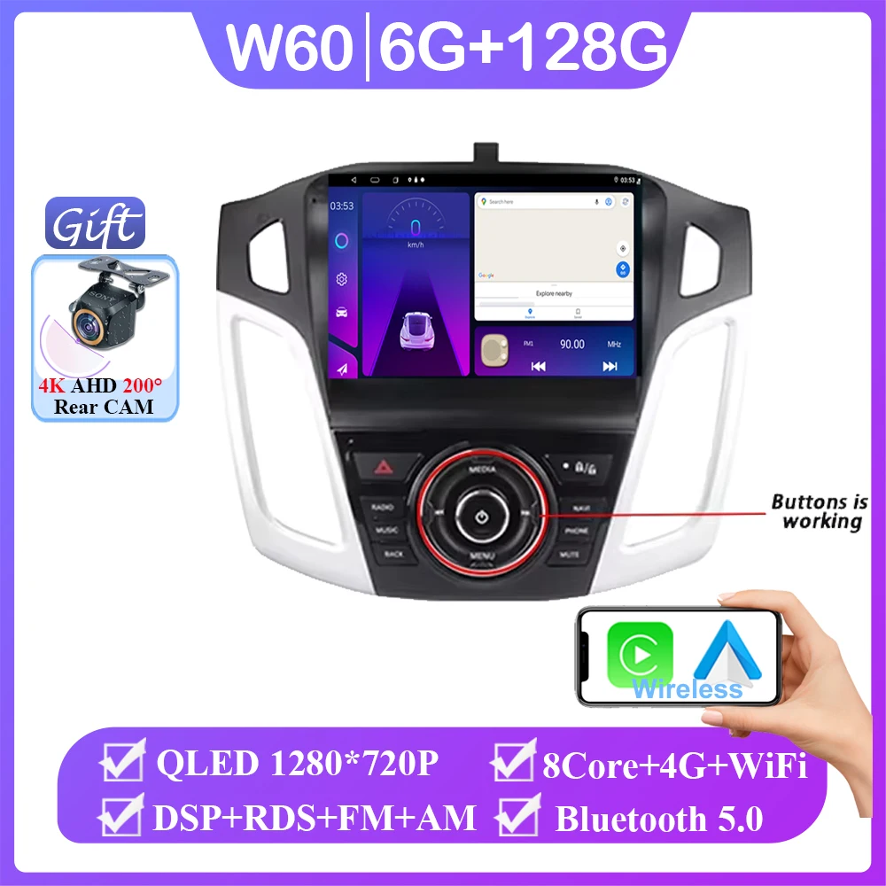 

Радио для Ford Focus 3 Mk 3 2011 2012 2013 2014 2015-2019 Автомобильный плеер GPS Стерео Мультимедийное головное устройство Навигация Авто Android 15
