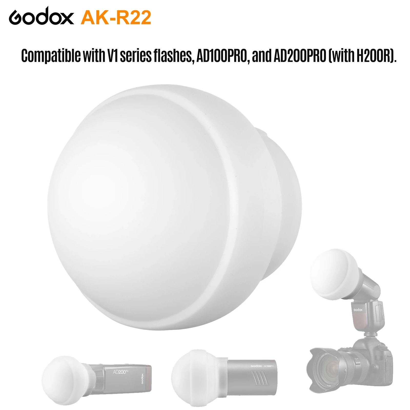 Godox AK-R22 складной силиконовый рассеиватель для фотографий купол V1 серии вспышки