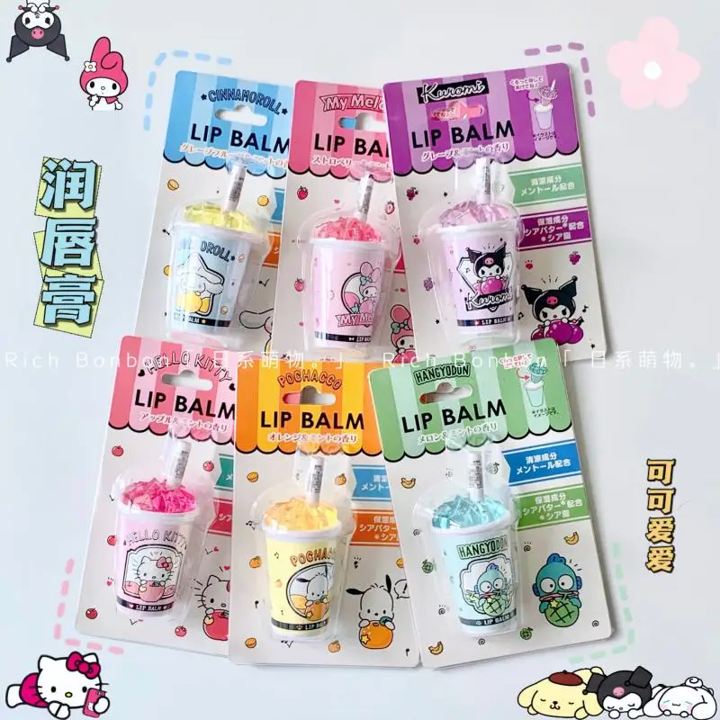 

Japan Sanrio Smoothie Milk Tea Shape Cartoon Pochacco Kitty Cool Feeling Moisturizing Lip Balm 5G Kawaii Plush Anime Girl Gift