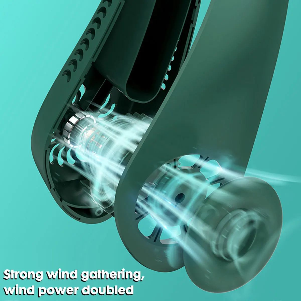 Перезаряжаемый USB шейный вентилятор 5000 мАч портативный безлопастной спортивный