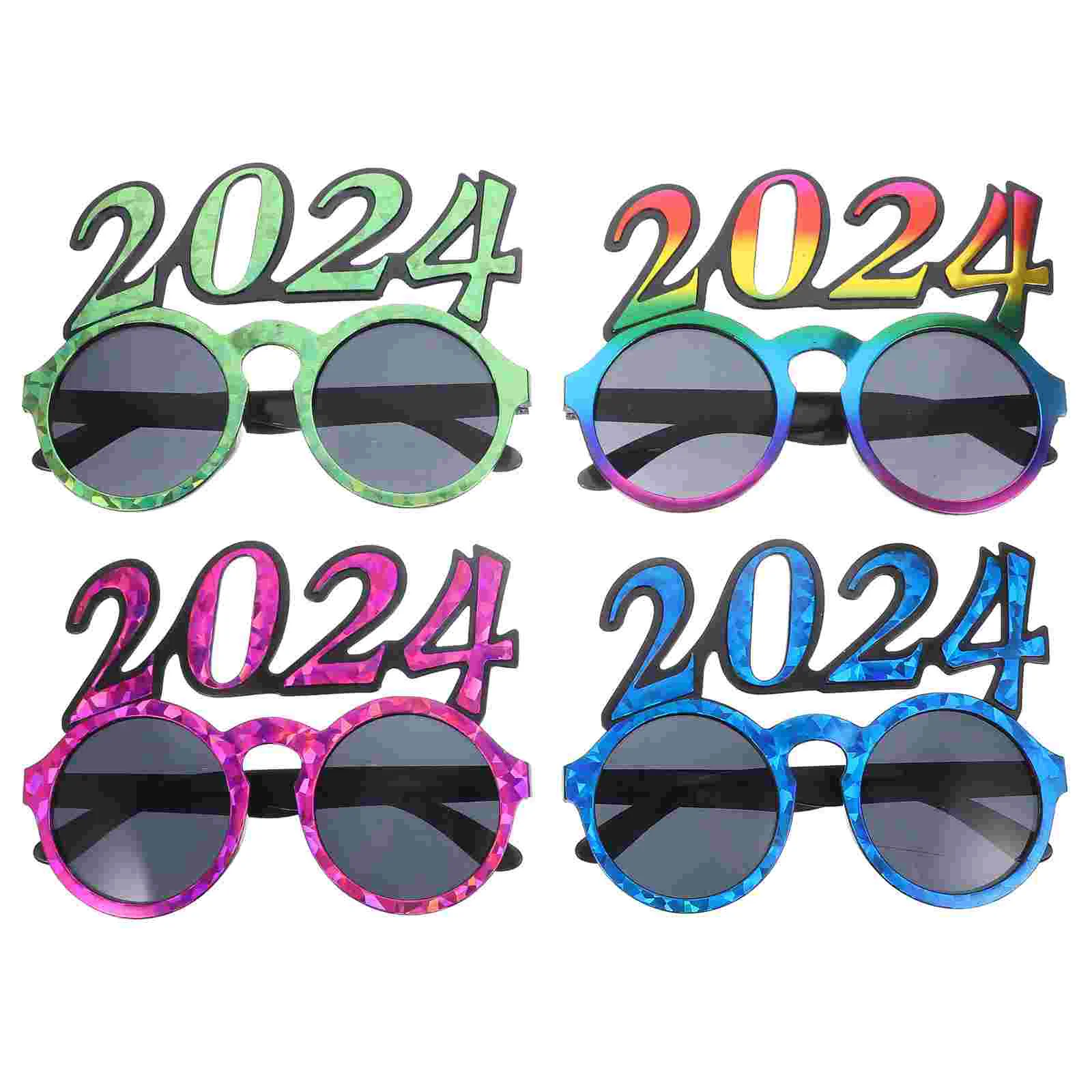 

4 Pcs Plastic Shot Glasses 2024 Eye Decoration Party Supplies New Year Favors Number Props Eyeglasses