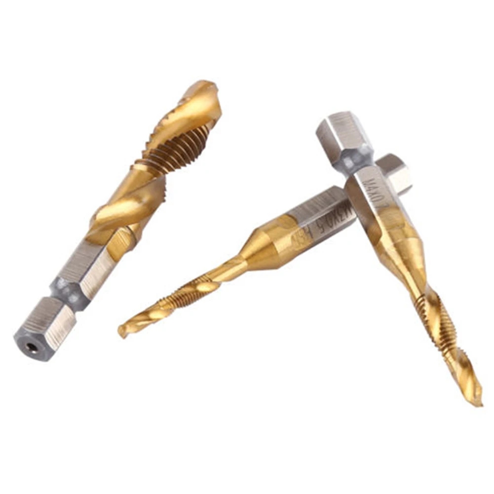 12Pcs Hex Shank Screw Thread Metric Tap Drill Bits HSS Compound Drill Hand Tools For Metal Steel Wood Plastic M3-M10