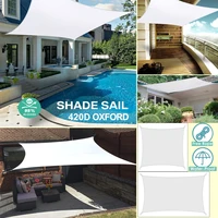 white 420d waterproof polyester square rectangle shade sail garden terrace canopy swimming sun shade camping yard sail awning
