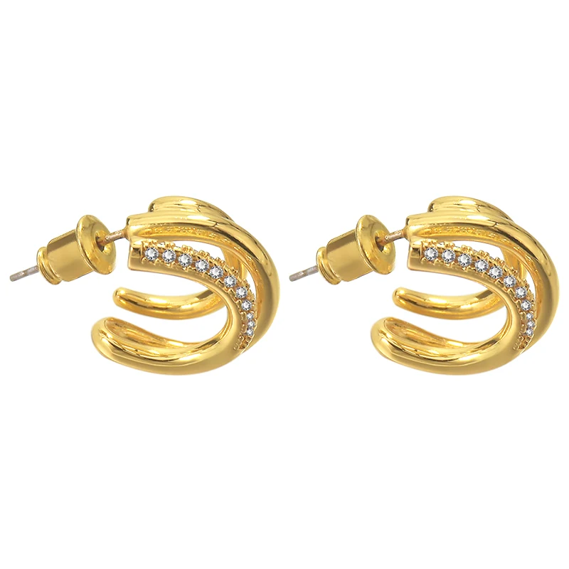 

Christmas Gift Hoop Earrings Gold Circle Drop Earrings Diamond C-shaped Ear Piercing Customized For Women Personalized Design