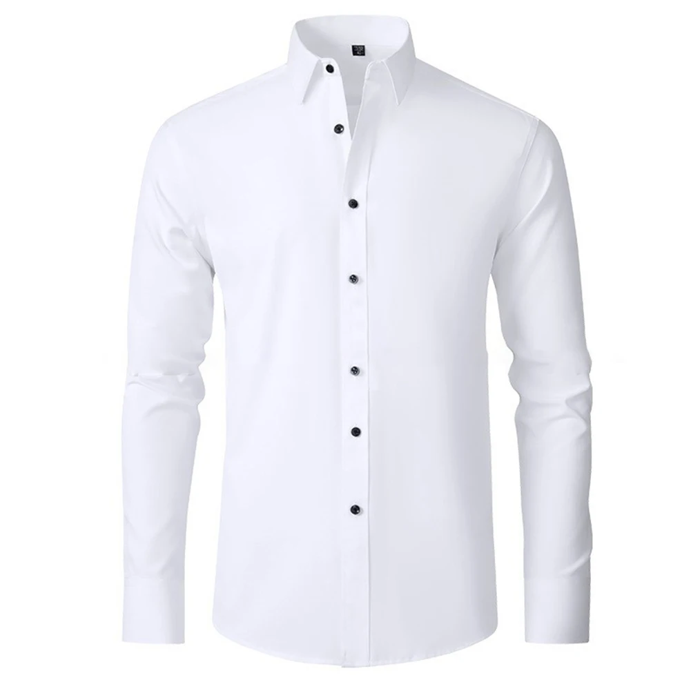 

Mens Long Sleeve Classic Slim Fit Slight Elasticity Wrinkle Resistant Button Down Premium Dress Shirt Men Business Casual Shirt