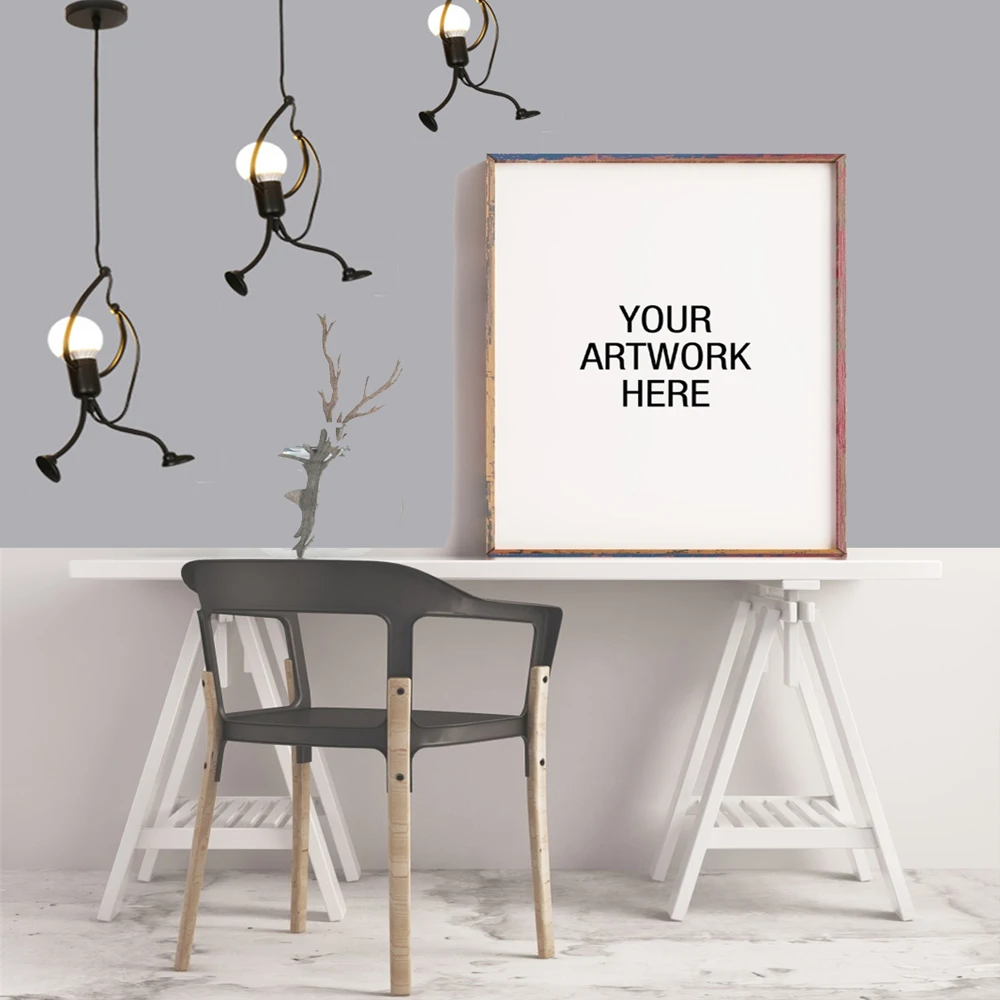 Pendant Light Nordic Little Iron Man Hanging Lamp Retro Loft Lighting Fixture for Children‘s Room Kitchen Restaurant Coffee Bar