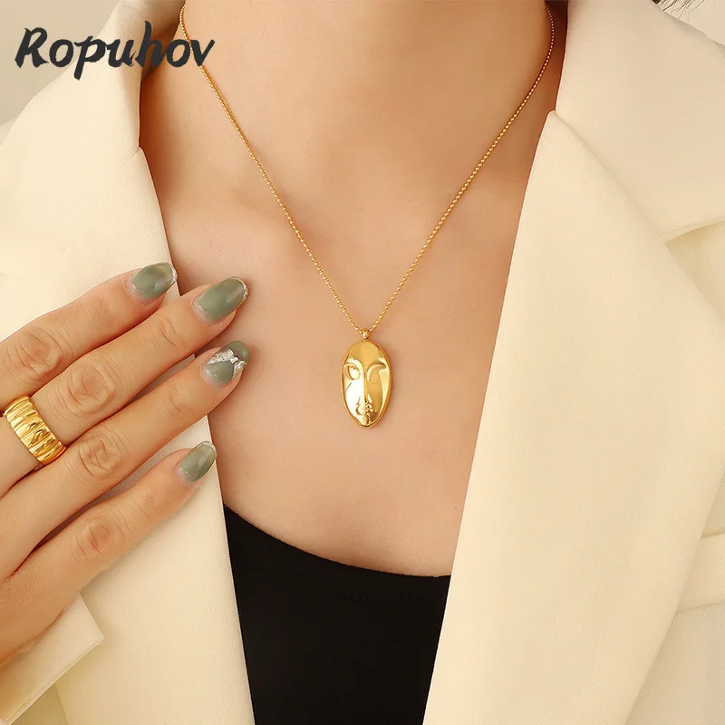 

Ropuhov Woman New Choker Retro Face Metal Heavy Industry Design Texture Clavicle Necklace Gift A Generation