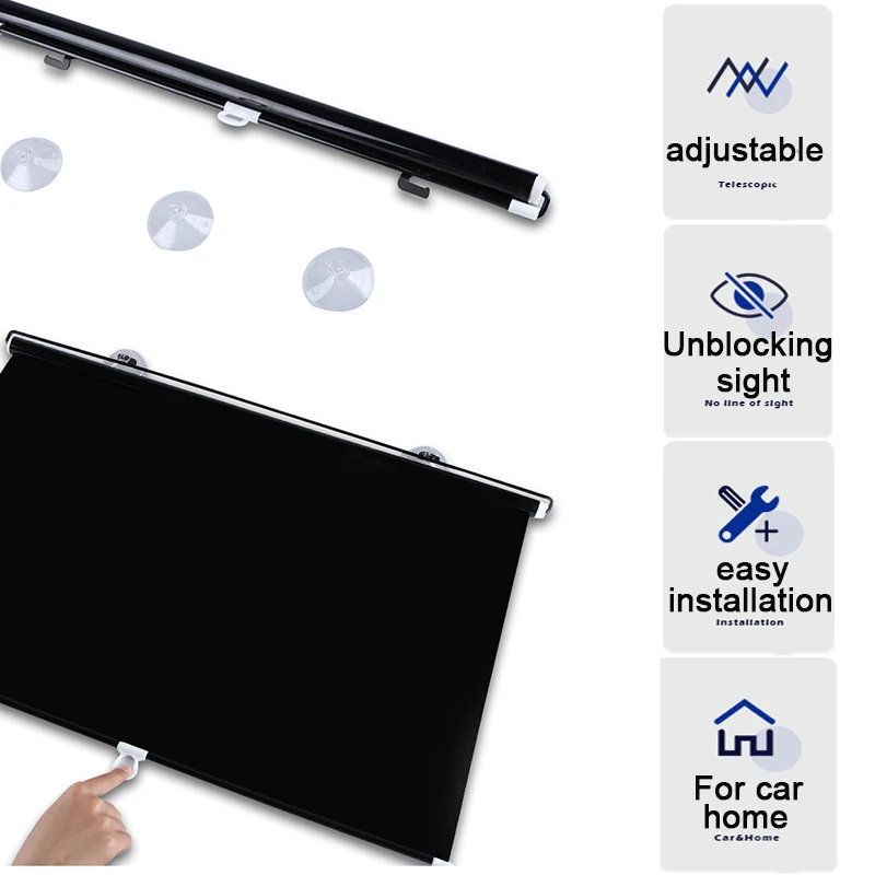 Солнцезащитные роликовые шторы на присоске светонепроницаемые оконные для