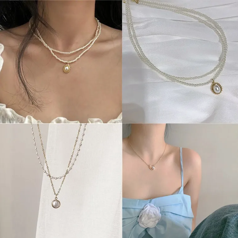 

Dincior Bohemian Vintage Gold Metal Pearl Pendant Necklace Female