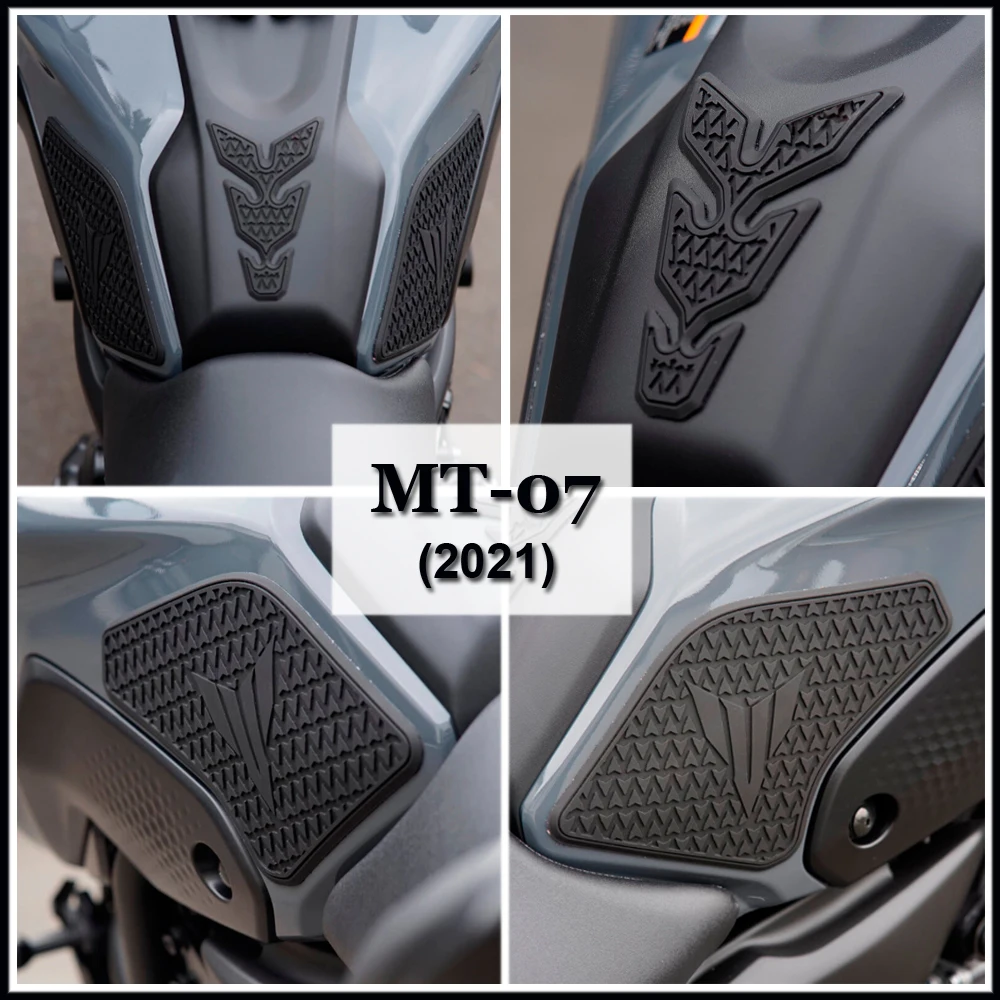 

Новинка для Yamaha MT-07 MT 07 MT07 2021, боковая подкладка для топливного бака, протекторные наклейки, наклейка на газовый коленный захват, нескользящая подкладка