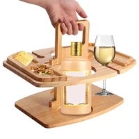Portable Outdoor Camping Wooden Picnic Table Beach Home Furniture Party Lightweight With Glass Holder Barbecue Garden Wine Rack