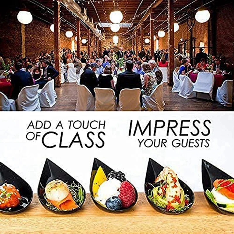 100 Tear Drop Mini тарелка для закусок-Мини-десертные тарелки ложечки дегустационные