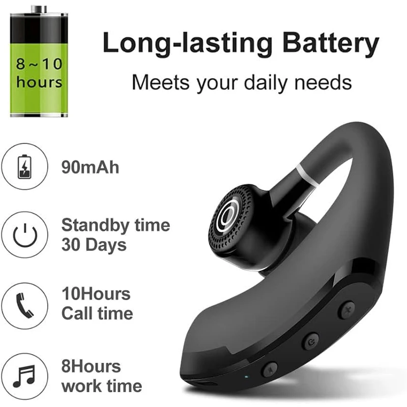 Черная Bluetooth-гарнитура V9 беспроводной бизнес-одиночный наушник голосовой ответ