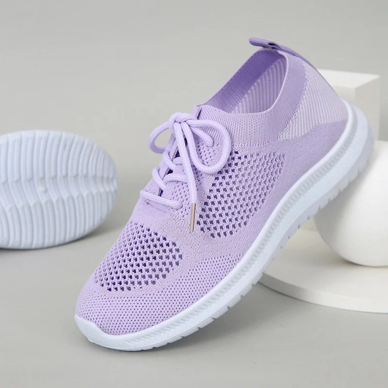 

2022 NEW Women Mesh Lace-up Sneakers Female Summer Vulcanized Mesh Breathable Sport Shoes Ladies New Flats Footwear