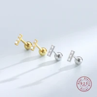 hi man 925 sterling silver shiny micro set zircon geometric stud earrings women simple versatile everyday jewelry