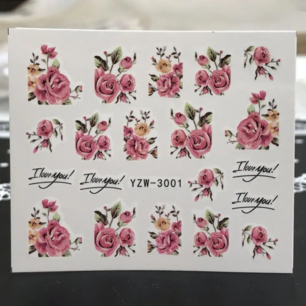 Стикер s наклейка для ногтей несколько стилей переноса воды красивые цветочные