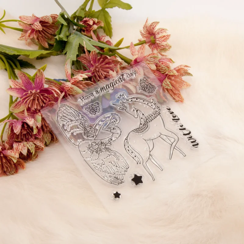 Unicorn Swan Valentine's Day Stamps Rubber Transparent Silicone Seal DIY Hand Account Scrapbook Journal Decora Crafts Stencils