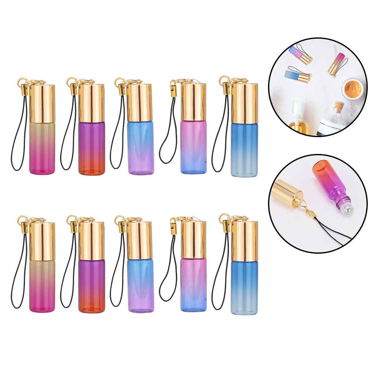 

10 Pcs Empty Roll-On Bottle Gradient Perfume Bottle Essential Oil Bottle