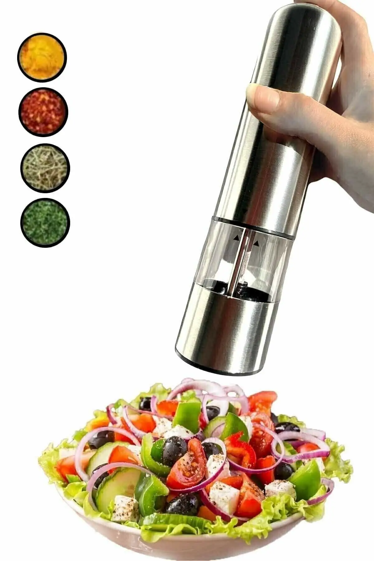 

Battery powered lighted grinder spice mill automatic salt pepper spice table & kitchen home furniture