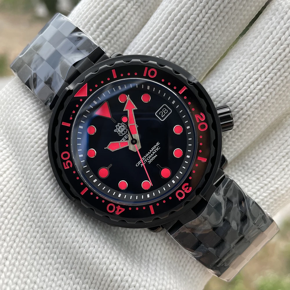 

Мужские Супер Светящиеся механические Спортивные часы STEELDIVE SD1975XT 47,5 мм PVD, черный чехол, водонепроницаемость 30 атм NH35, автоматические механи...