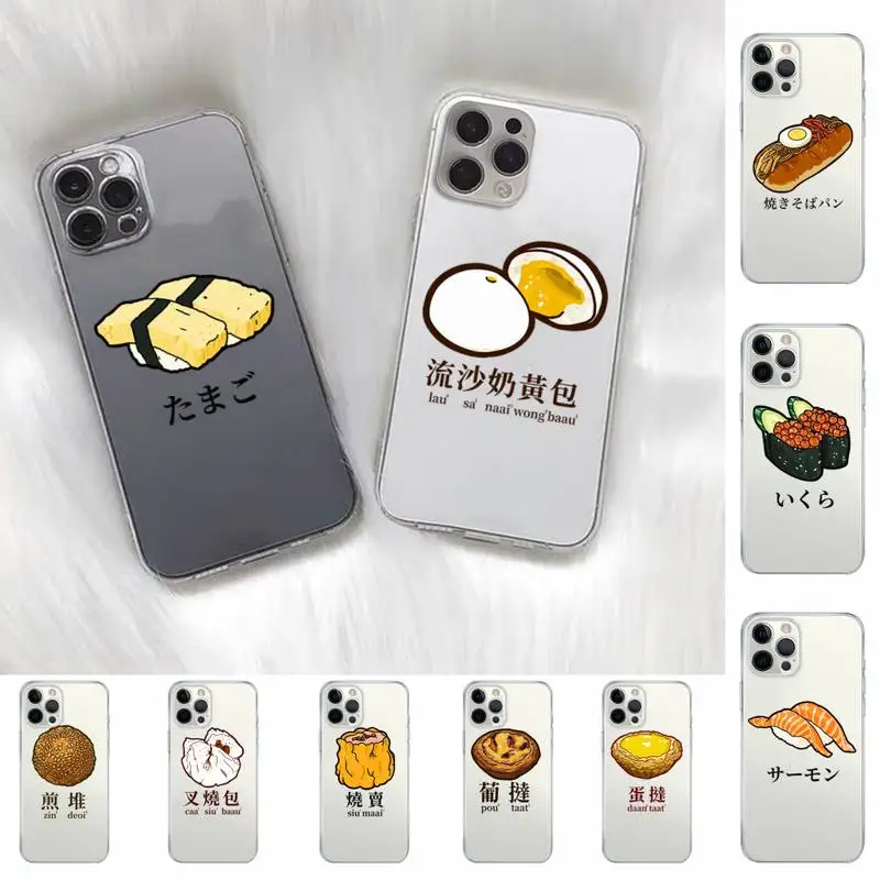 

Chinese Food Pastry Sushi Phone Case for iPhone 11 12 13 mini pro XS MAX 8 7 6 6S Plus X 5S SE 2020 XR clear case