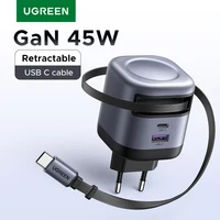 UGREEN 45 Вт GaN Выдвижное зарядное устройство UFCS PPS QC PD 3.0 Быстрое зарядное устройство для iPhone 16 15Pro Samsung S25 iPad Macbook Air Tablet