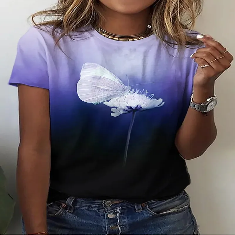 

Crew Neck 3D Printed T-shirtWomen's Clothing Summer 2022 NoveltiesLoose And Elegant Women's Design Topwomen's T-shirts Hit 2022