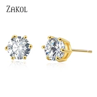 zakol fashion round cz zircon stud earrings white color statement earring for woman girls jewelry accessories gift fsep2283