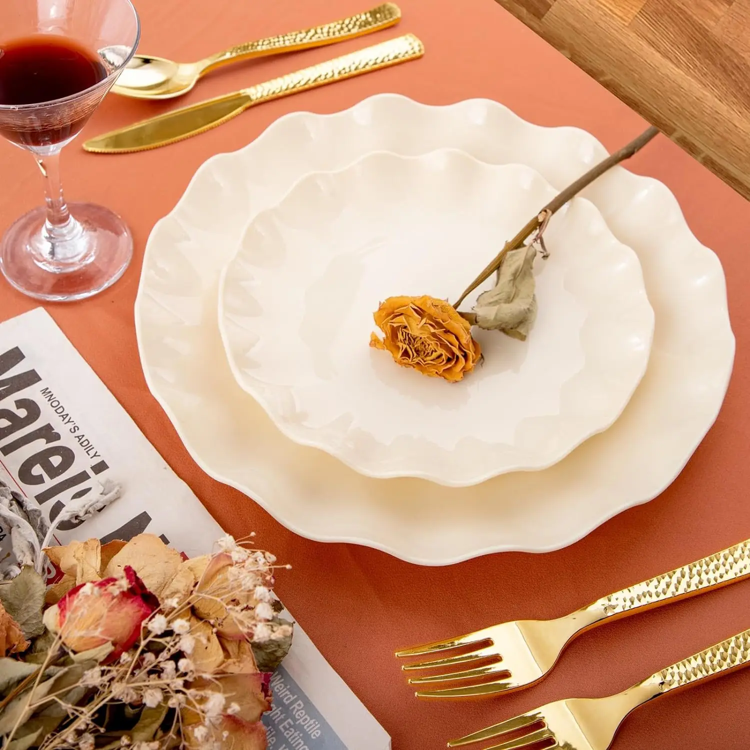 Набор Из 12 Пластиковых Обеденных Тарелок Многоразовые Небьющиеся Тарелки Для