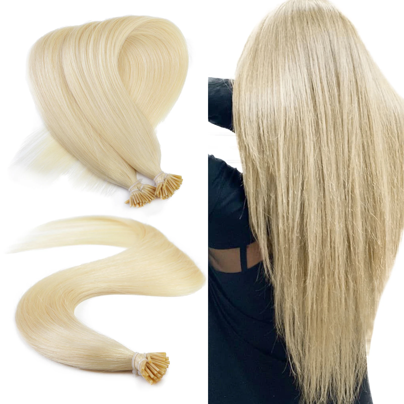 Clearance Neitsi  Micro link hair Extensions I Tip Human Hair Keratin Fusion Natural Long Straight Hair 50Grams 24