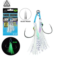 wh assist hook slow jigging hooks sea fishing hooks luminous glow double hooks 10 20 30 40 high carbon steel hooks