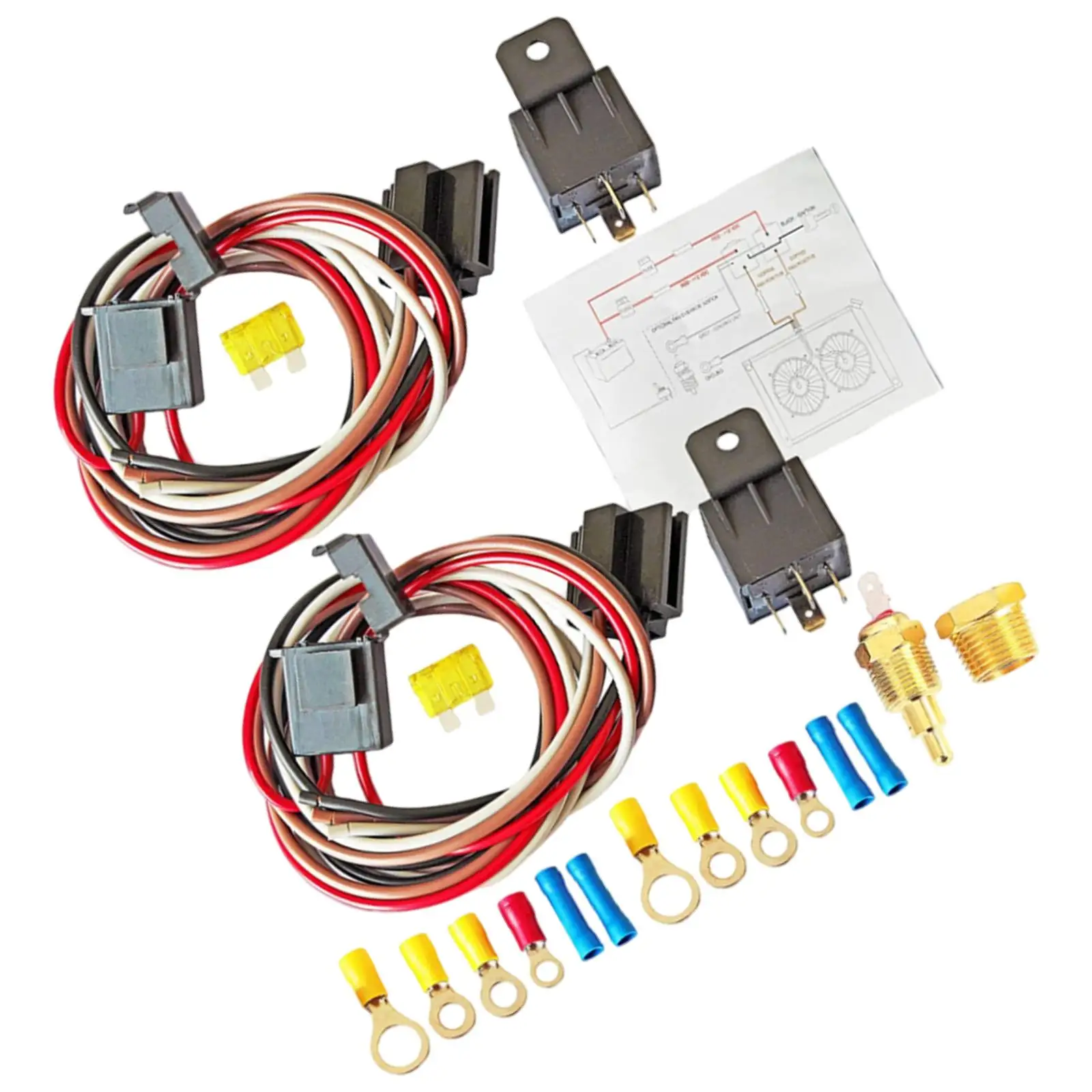 

40 Amp Dual Electric Fan Wiring Kit 175-185 Degree Fan Cooling Harne Parts ACC