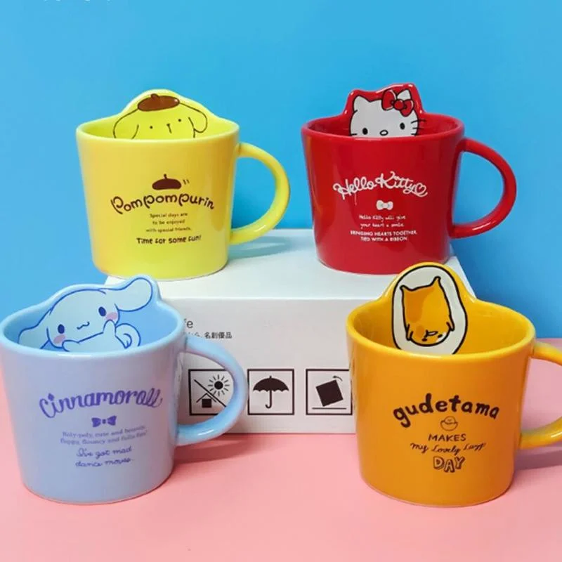 

Новая керамическая чашка My Melody Sanriond Cinnamoroll Kawaii аниме, чашка для влюбленных, милые подарки для девушек, милая мультяшная керамическая чашка, ч...