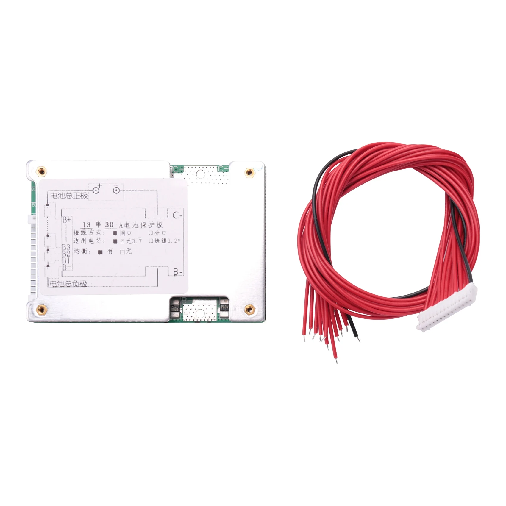 Фото Плата защиты литий-ионных/литий-полимерных аккумуляторов (BMS PCB) A65I 13S 48V 30A с балансировкой и радиатором для электровелосипедов и электросамокатов №3