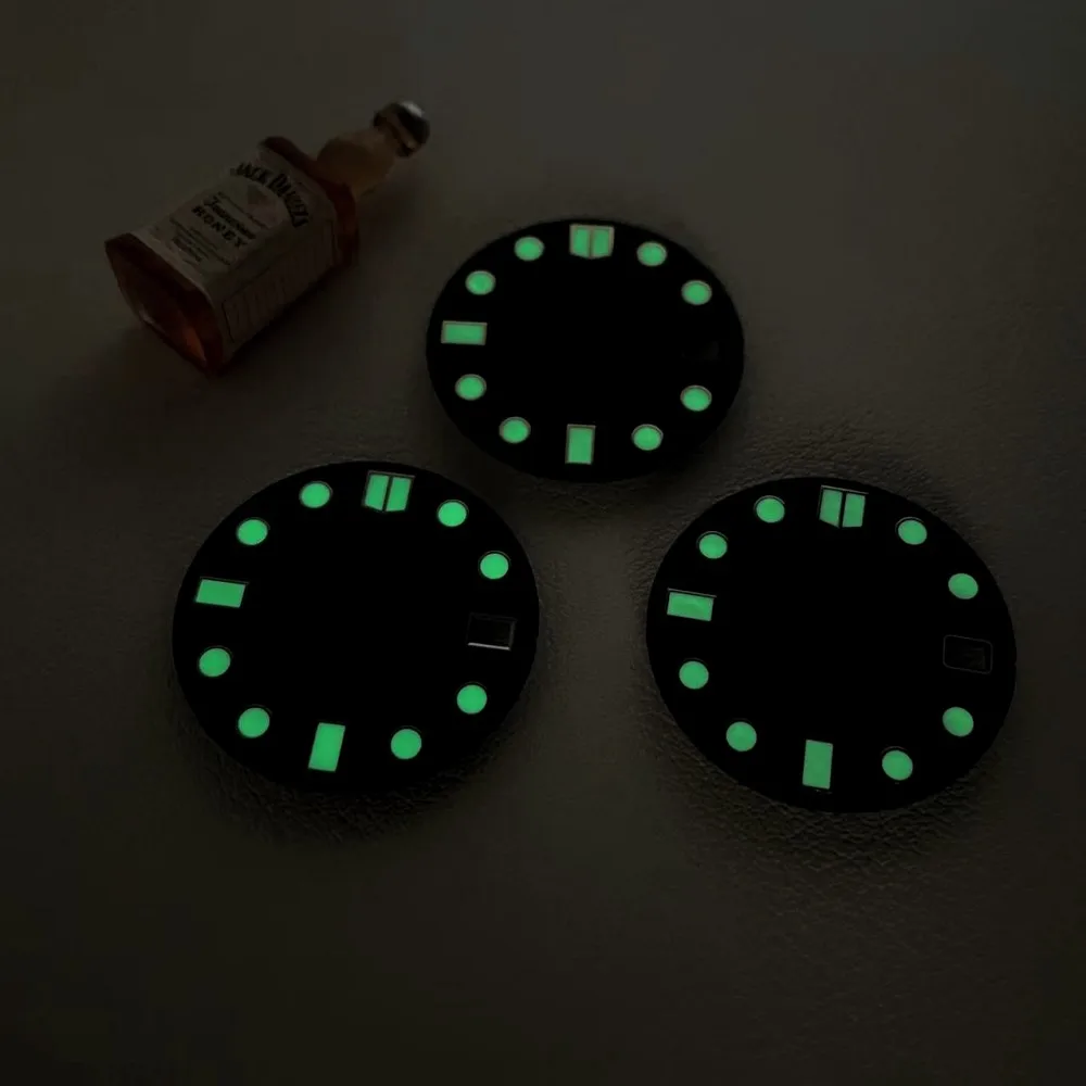 New NH35 dial strong green luminous mechanical watch abalone modified NH36 matte pattern literal 28.5mm watch accessories