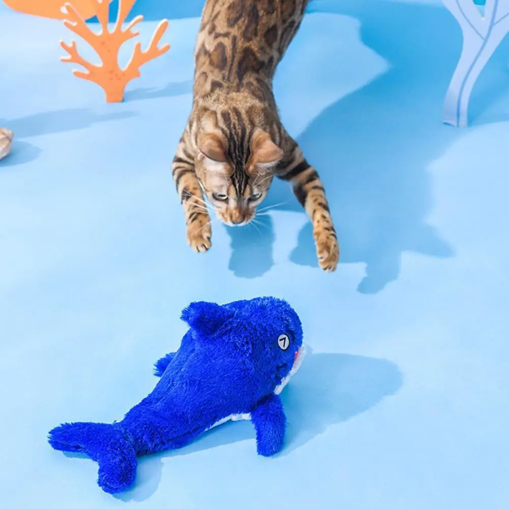 

Electric Jumping Cat Toy Shrimp Moving Simulation Shark Electronic Plush Toys For Pet Dog Cat Children Stuffed Animal Toy X1K1