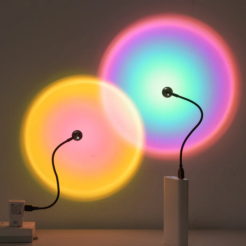 

Sunset Lamp USB Rainbow Projector Atmosphere Night Light Home Decoration Photography Lighting Coffee Shop Wall Decor Lights