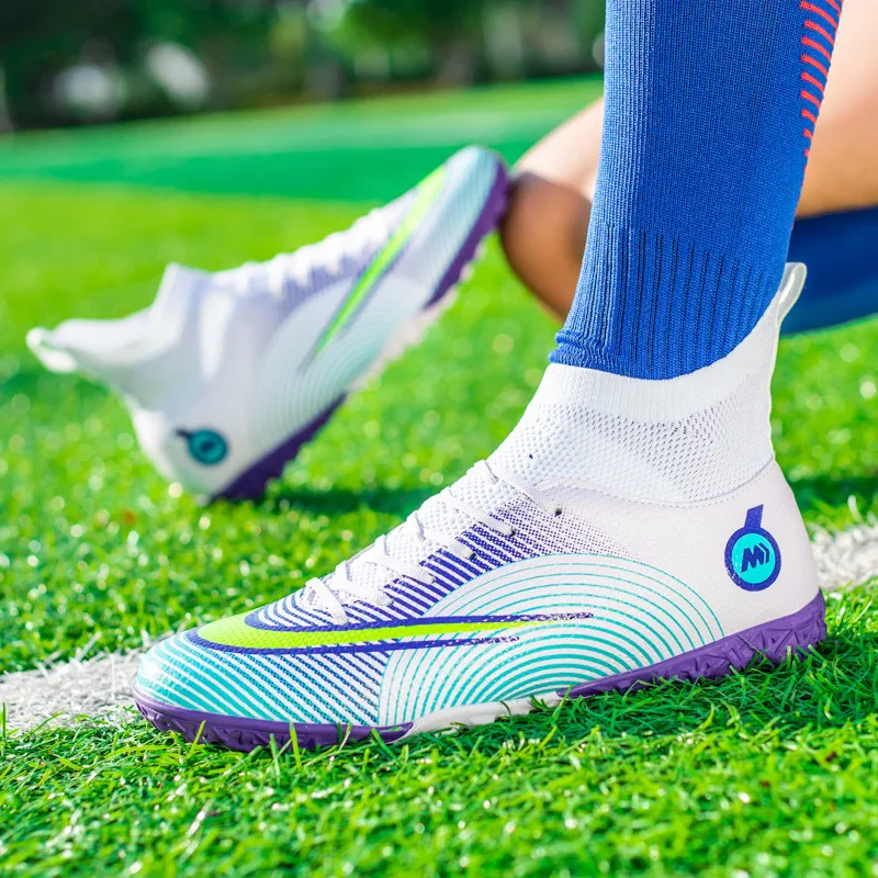 Professional Unisex Soccer Shoes Men TF/FG High Ankle Football Boots Man Cleats Grass Training Soccer Boot Women Chuteira Campo