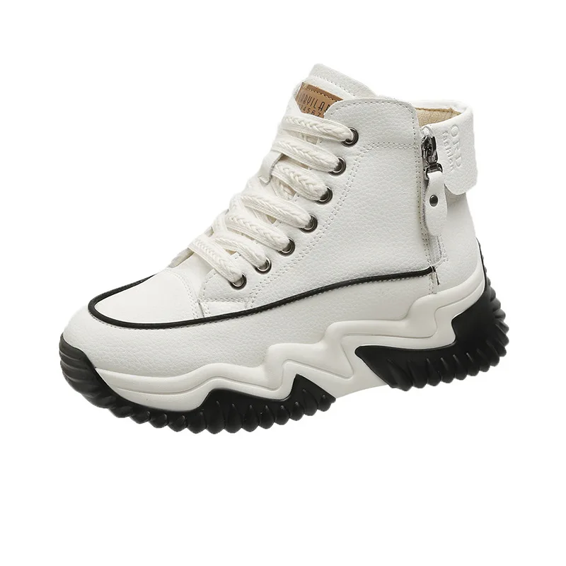 Женские кроссовки на танкетке парусиновая спортивная обувь с высоким берцем и