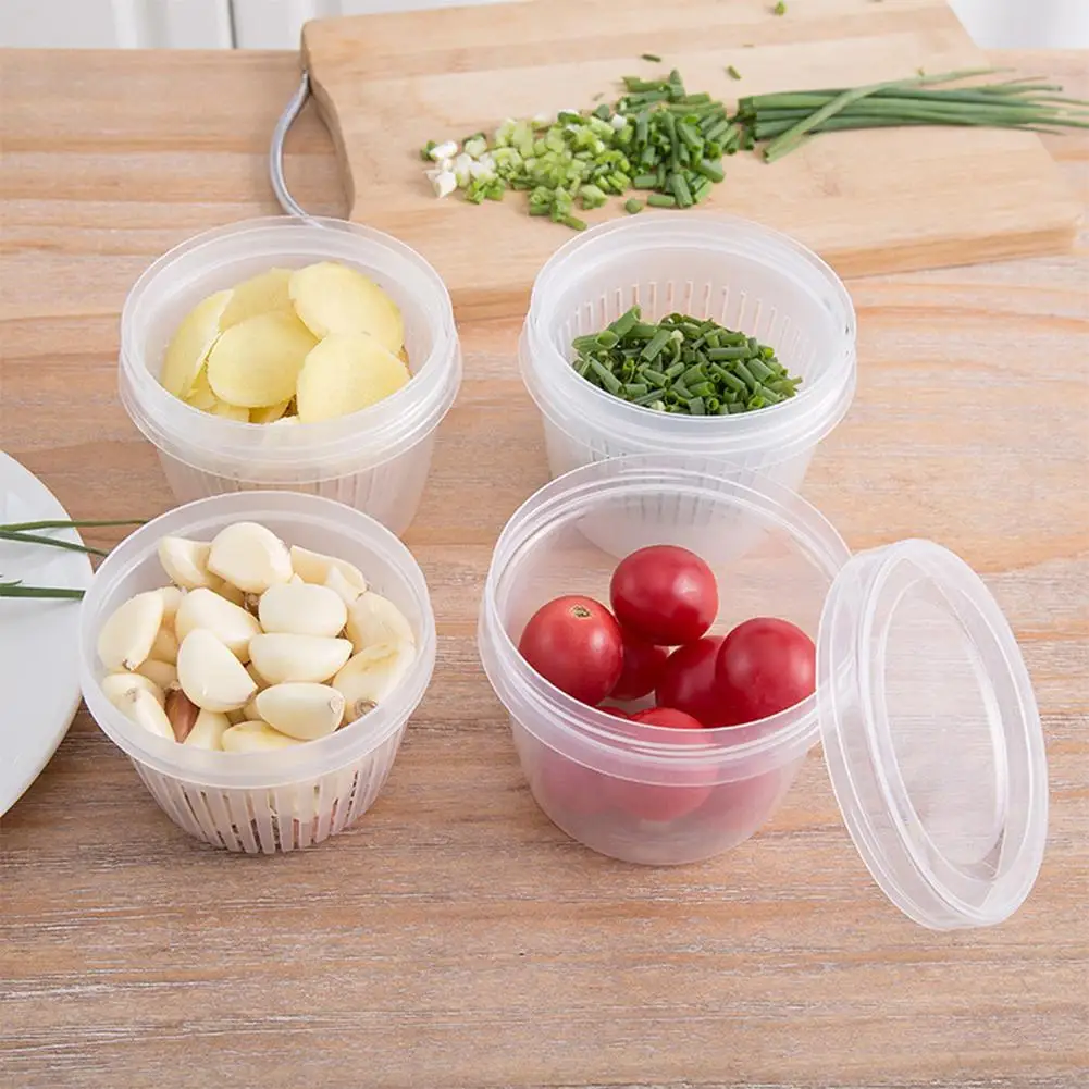 

Kitchen Mini Reusable Fresh Keeping Fruit Storage Box Organizer Fridge Food Storage Container Draining Crisper with Strainers