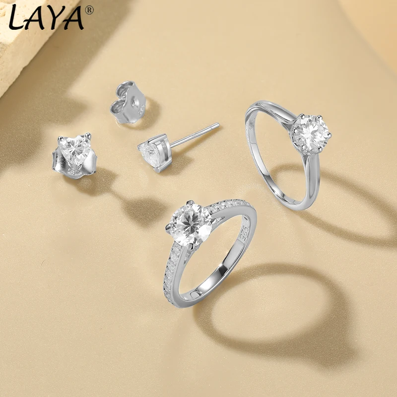 Фото LAYA 100% 925 Серебряные кольца Mossan Diamond Certification Высокие ювелирные изделия Женские обручальные кольца 2025 №5