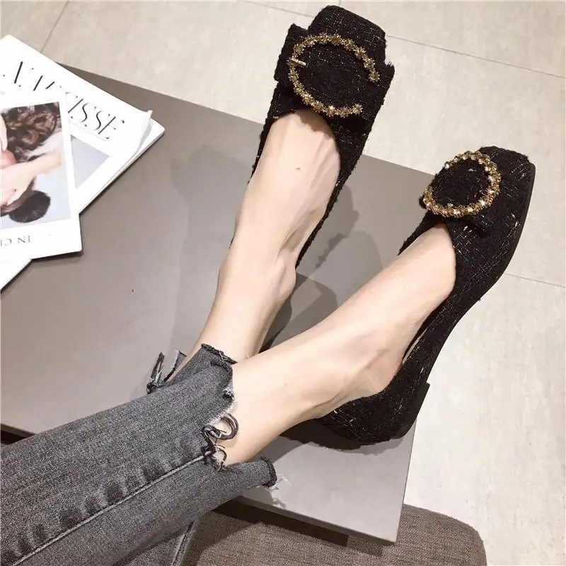 Classic Square Toe Flat Shoes Women Soft Soled Ballets Party Shoes Wedding Shoes Office Shoes 2023 New Zapatos Mujer Size 31-44
