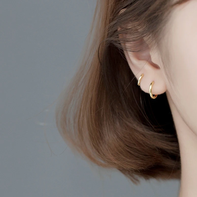 Серьги-кольца унисекс из серебра 925 пробы с крючком