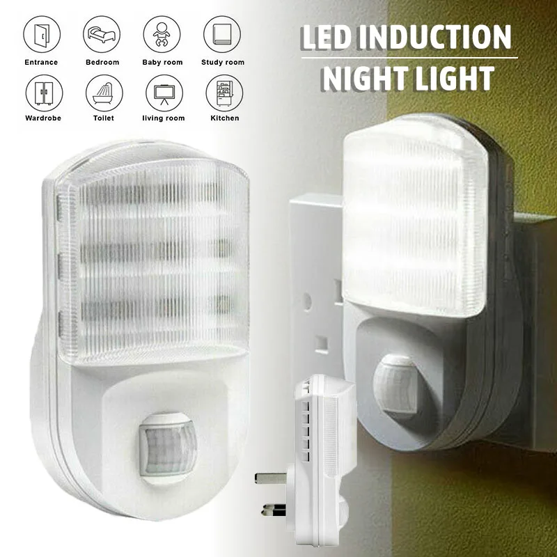 

1 Pc Super Bright LED Motion-Activated Sensor Night Light Plug-In Indoor Home Light Luminaria Wall Stair Hallways Bedroom Lamp